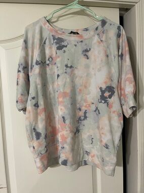 Zac & Rachel Pastel Tie-Dye Short Sleeve Sweatshirt - Pink, Mint & Gray
